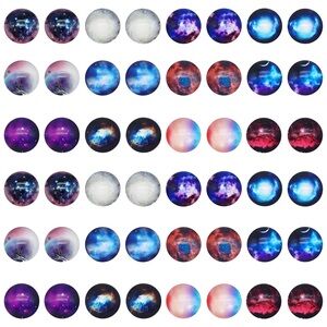 20 PCS Starry Sky Nebula Glass Dome Cabochons Half Round Flatback, 15mm Diameter